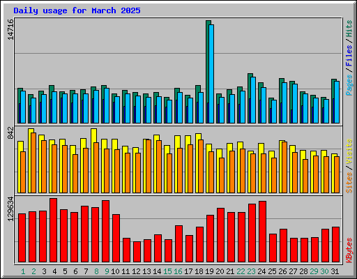 Daily usage for March 2025